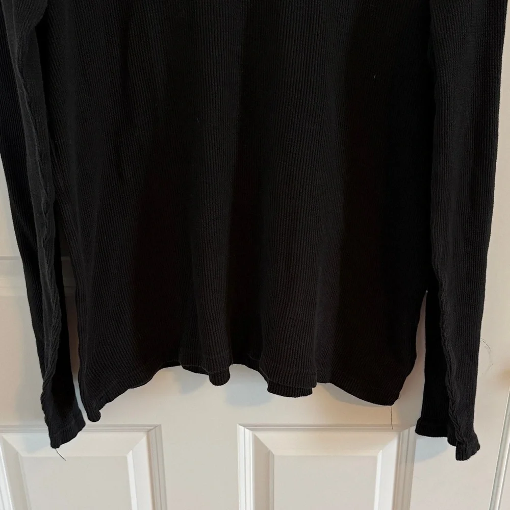 Vans Black Ribbed Long Sleeve Shirt With Hood Size Small